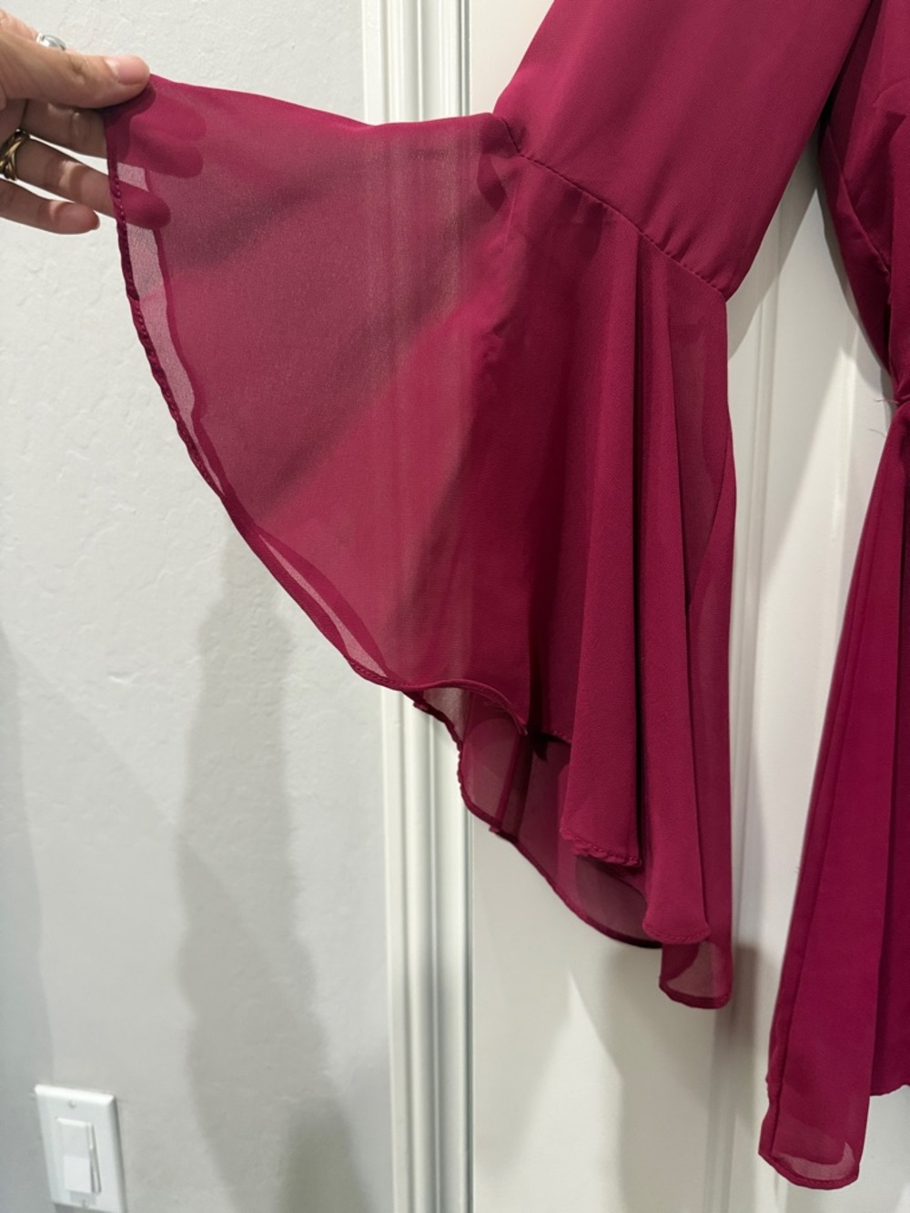 She + Sky Magenta Ruffled Romper - Picture 2 of 5